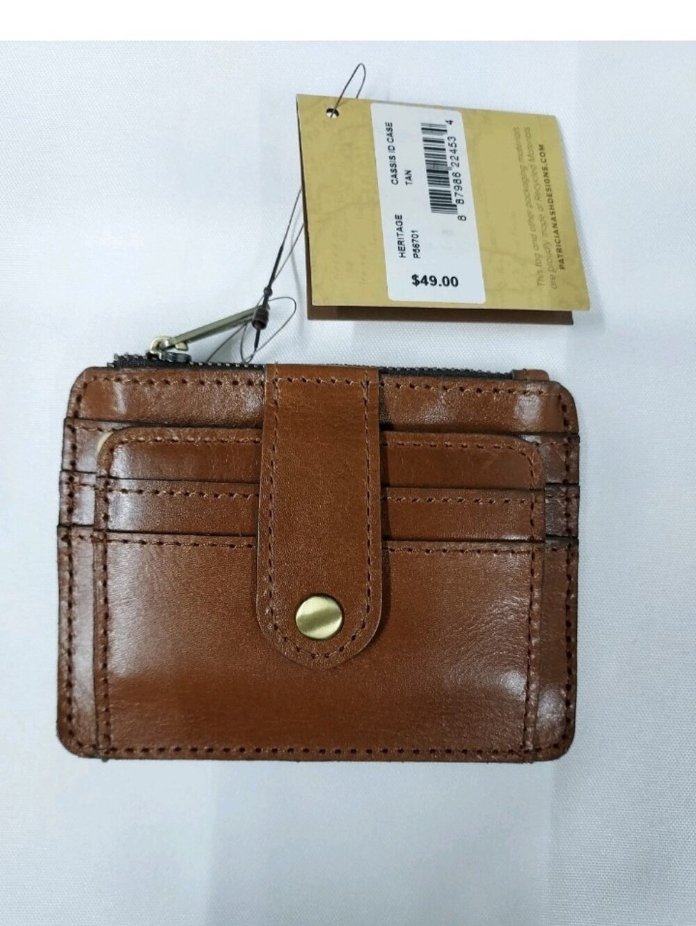 Patricia Nash Cassis Heritage Tan RFID Card Holder with Zip Coin Pocket